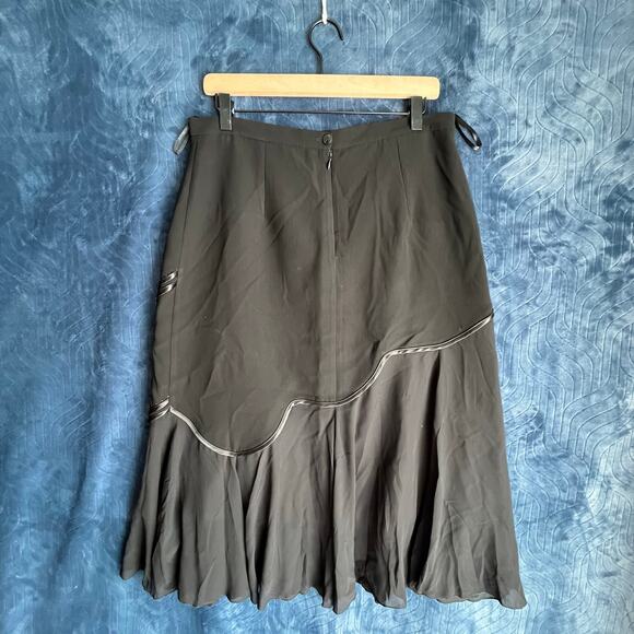 MarKenz Black Midi Ruffle Casual Breathable Skirt Womans Size 14 - Picture 2 of 7